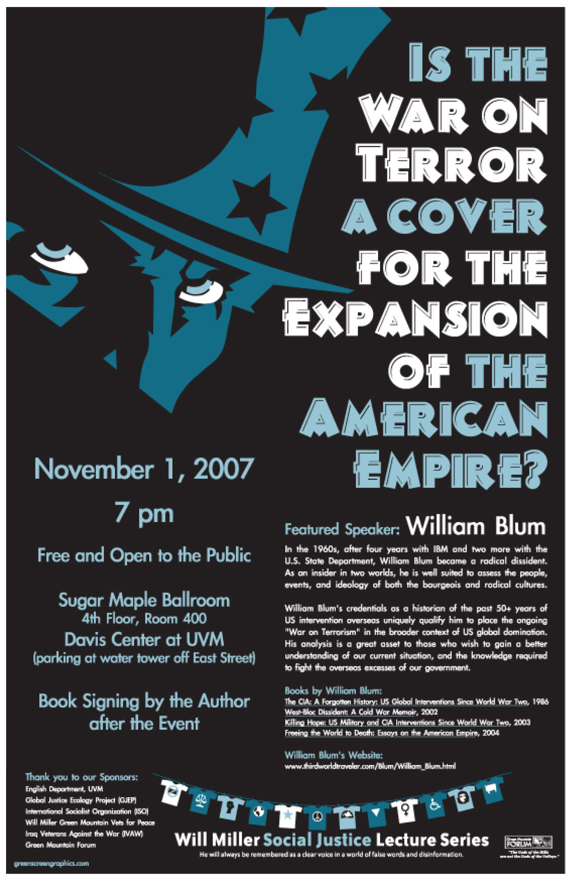 Poster for Will Blum event